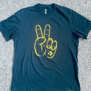 Converse Black T-Shirt with Yellow Peace Sign